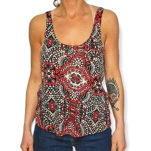 Volcom Tank Top Small Red Grey Design Loose Fit